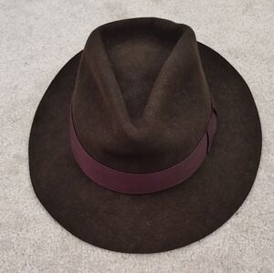 Vintage Official  Indiana Jones Genuine 100% Wool Fedora Hat, Brown, Size M